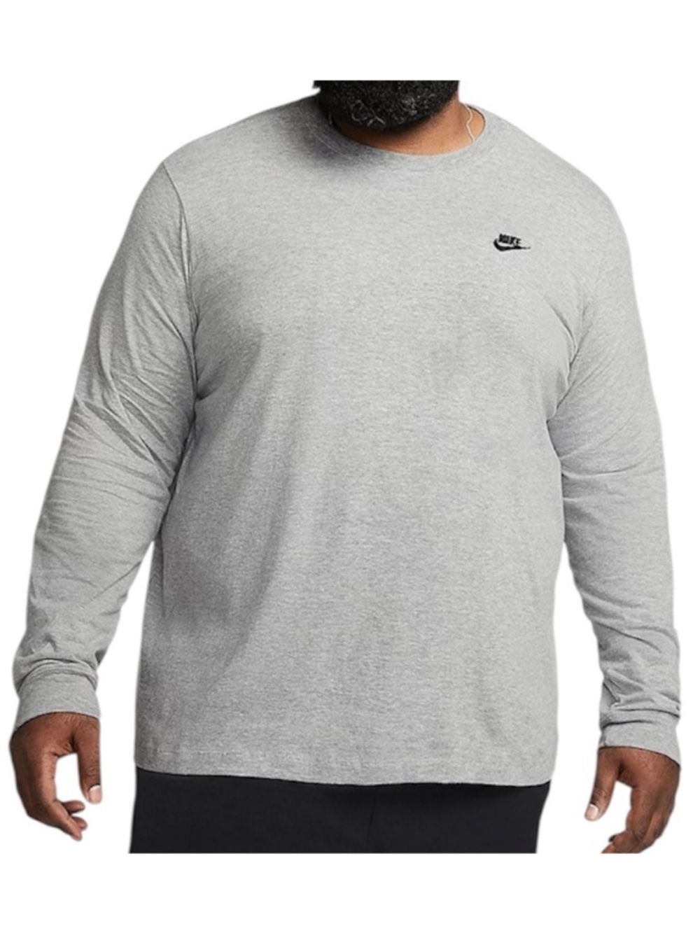 Nike Sportswear Men's Long-Sleeve T-Shirt w/Embroidered Logo, Grey/Black